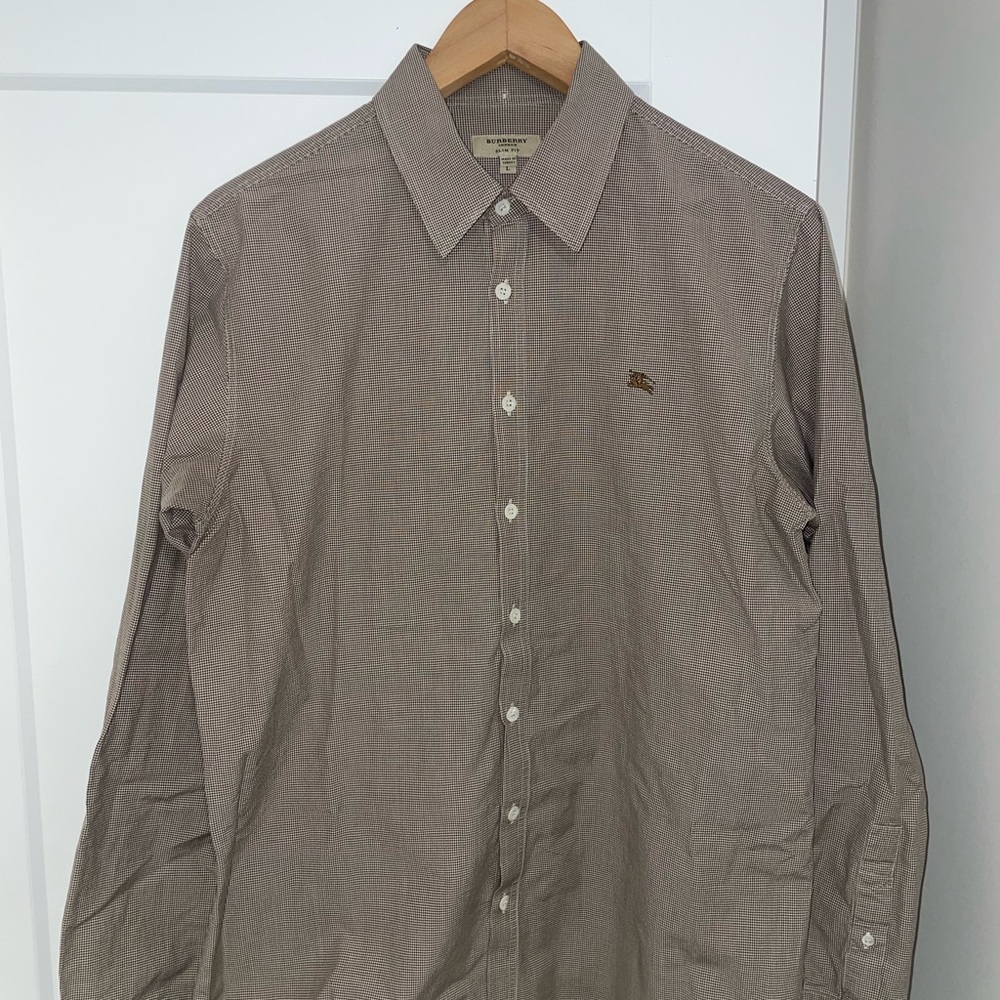Men’s Burberry Brown Gingham Button Down